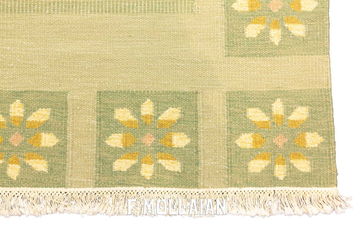 Rollakan Swedish Flat-weave Rug Cream/Green Color n°:535779